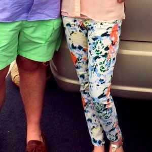 GAP Legging Jeans Printed Floral White Twill Sz 2